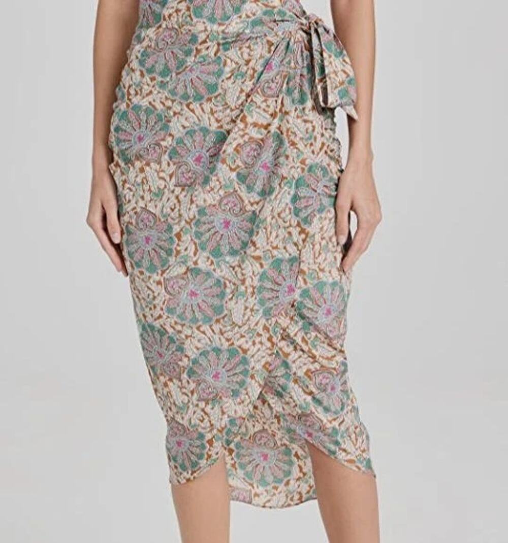 NWT $478 VERONICA BEARD STRETCH SILK PRINTED MIDI SKIRT 6